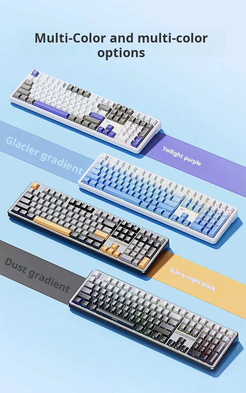 AULA F108pro Mechanical Keyboard Three-mode Bluetooth /2.4G/ Wired Customized Full-key Hot-swapable Gasket Structure RGB Light e
