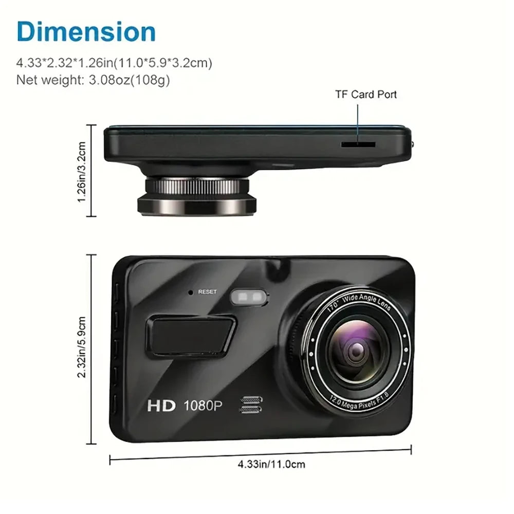 4-inch 1080P Dash Cam for Cars Touch Screen Car DVR Video Recorder Rear View Camera for Vehicle 24H Parking Monitor Black Box