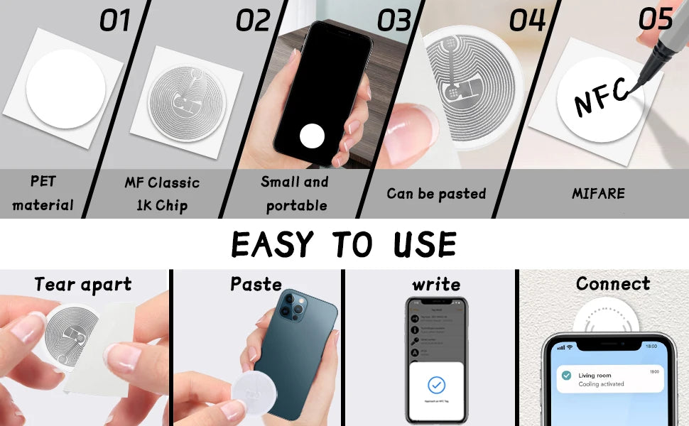 5/10/20Pcs IC CUID Android App MCT Modify 13.56MHz UID Changeable 1K S50 Tags Card Adhesive Sticker Keyfobs Block 0 Writable