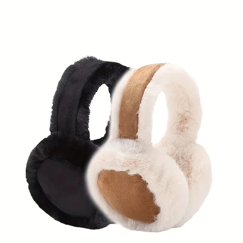 Soft & Cozy Pair of Classic Suede Plush Ear Warmers - Non-Slip Foldable Earmuffs for Men & Women,Perfect Gift for Christmas