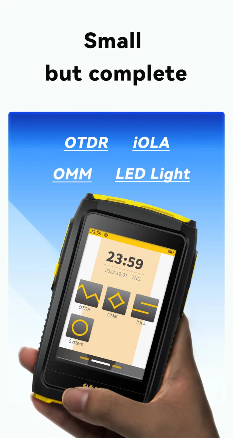 MINi OTDR Active Fiber Live Test 1577nm  IOLA 1550nm 20dB Fiber Optic Reflectometer Touch Screen  OLS OPM Visual Fault Locator