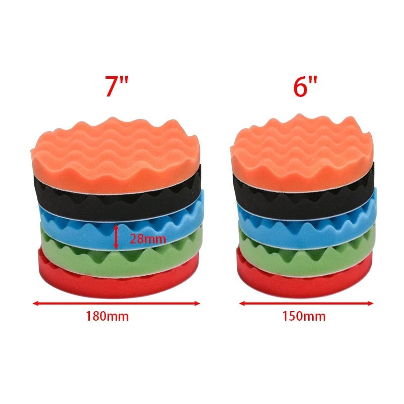 5Pcs Multiple Colors Car Polisher Compound Polishing Sponge Pad 5/ 6/ 7" Auto Beauty Polishing Tool Kit For Wash & Maintenance