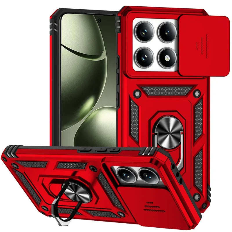 For Xiaomi 14T 13T Pro Case Ring Stand Car Magnetic Holder Phone Cover for Redmi 14C Case Shockproof Lens Protection Funda