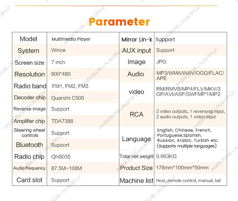 MEKEDE For Universal 2 Din Car Radio Autoradio Multimedia Player 2DIN Auto Audio 7inch HD Touch Screen MP5  USB BT TF Card