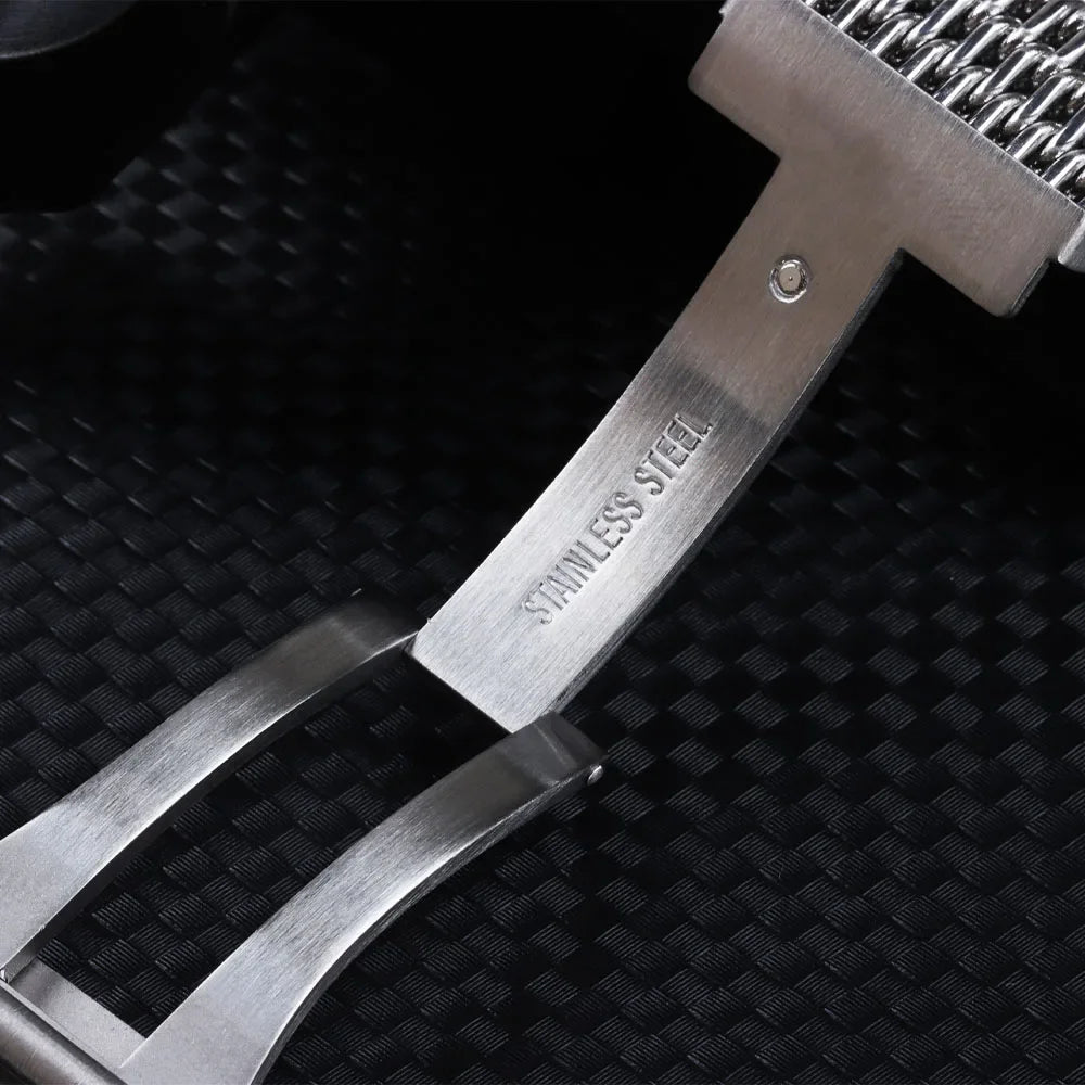 316L Stainless Steel Watch Clasp 18mm 20mm 22mm Brushed Silver Folding Safety Milled Clasp Replacement Deployant Watch Buckle