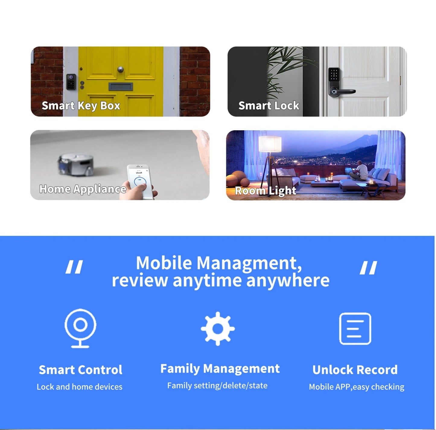 Tuya Smart Key Box Fingerprint Safe Storage Lock Key Digital Security Lockbox Combination Code IC Card Unlock Door Airbnb Rental