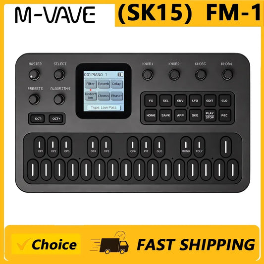 M-VAVE（SK15）FM-1 Synthesizer, Portable Handheld Sound Source, 128 Presets, Built-in Speaker, Battery Powered