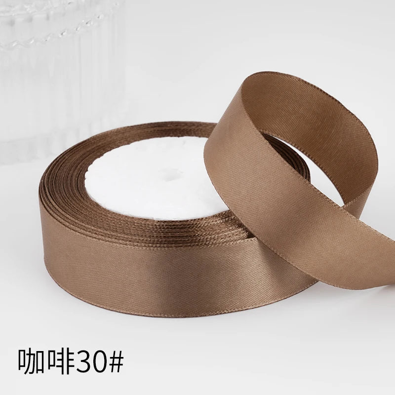 25yards/roll 1inch Satin Ribbon DIY Handmade Crafts Gift Box Flower Cake Decoration Wedding Birthday Party Festival Supplies