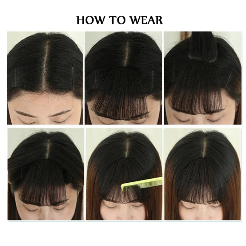 H&STAR Synthetic 3D Short Air Hair Bangs with  Clip in Hair Extensions Realistic Fringe Hairpiece for Women Daily Wear