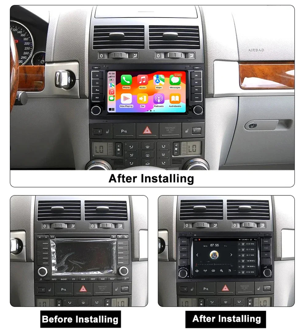 LELV 7" Android 13 Touch Screen Car Radio For Volkswagen VW Touareg Multivan T5 Transporte 2004-2011 Multimedia Player Carplay