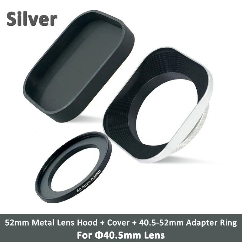 Metal Camera Square Lens Hood Universal Retro Reduce Light for Fuji Fujifim 39mm 43mm 46mm 49mm 52mm Filter Adapter Ring Metal