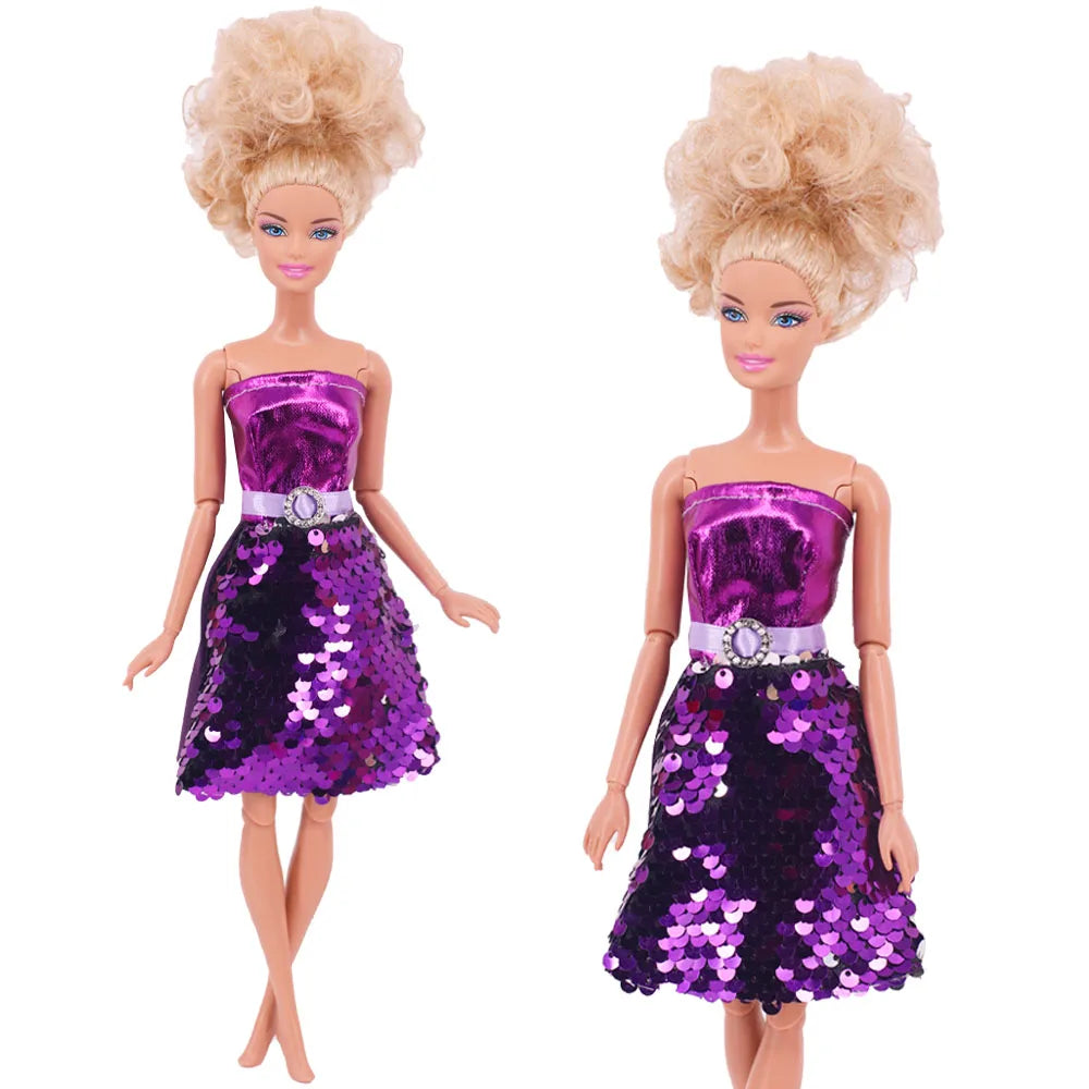 Flash Skirt Doll Dress For Barbie Clothes Accesories BJD Blyth 1/6 Dollhouse Miniature Items Toys For Girls