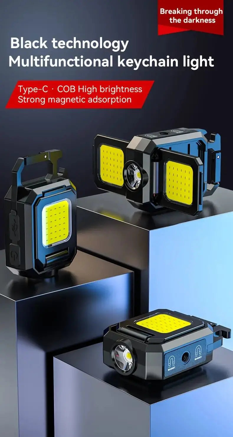 XPE Work Light COB LED Flashlight Pocket Outdoor Foldable Side 2 COBs Camping Hiking Lamp 800mAh USB Charging IPX4 Waterproof