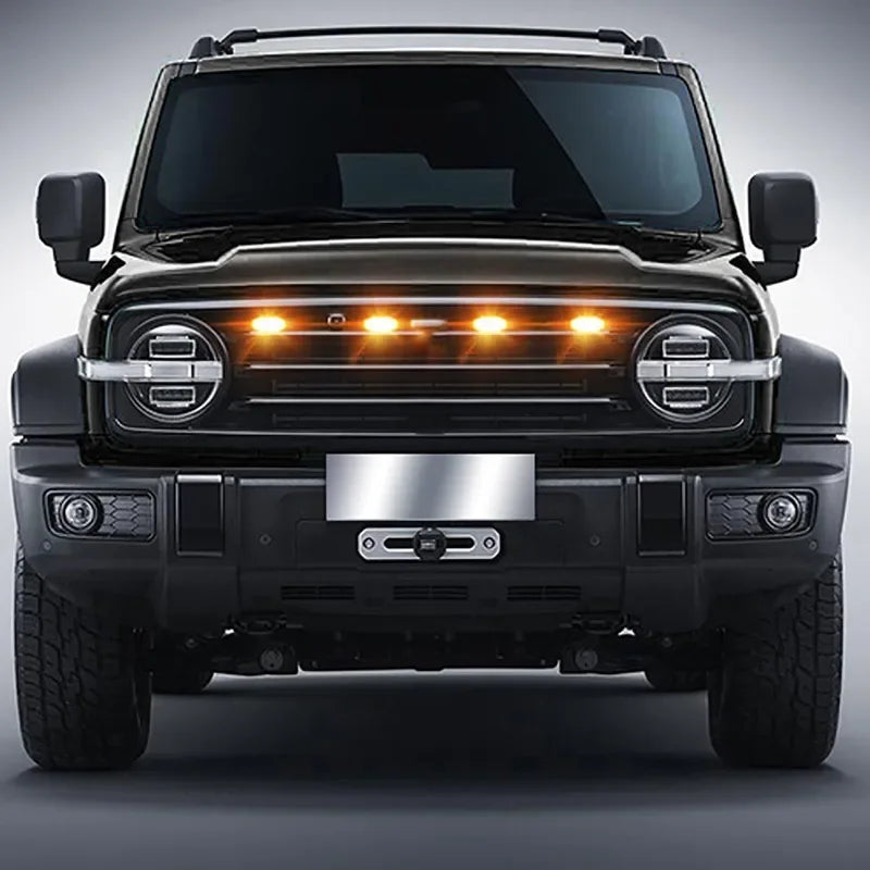 4in1 Universal Car LED Grille Light Smoked Shell Amber Grill Light Wire Harness Daytime Running Fog Lamp for Ford Toyota SUV