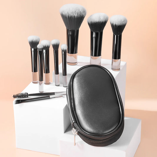 10pcs Makeup Brush Sets,Plastic mini with bag multifunctional Makeup Brush at home or On-the-Go Brush Professional Makeup tool