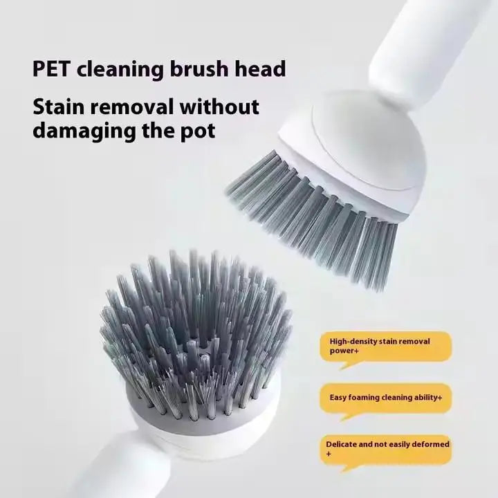 Kitchen Pot Brush for Home Use Long Handle Rotating Dish Washing Scrubber with Liquid Dispenser Bowl Pans Brush Cleaning Tools