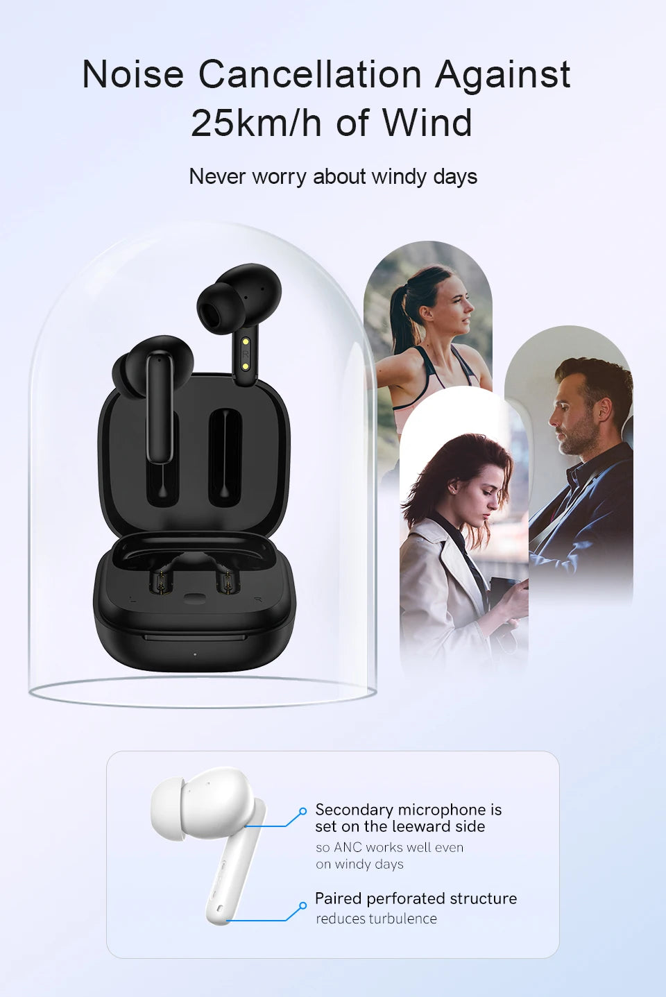 QCY T13 ANC Wireless Earphones Bluetooth 5.3 Active Noise Cancellation Headphones -28dB Fast Charge Earbuds Sports Headset