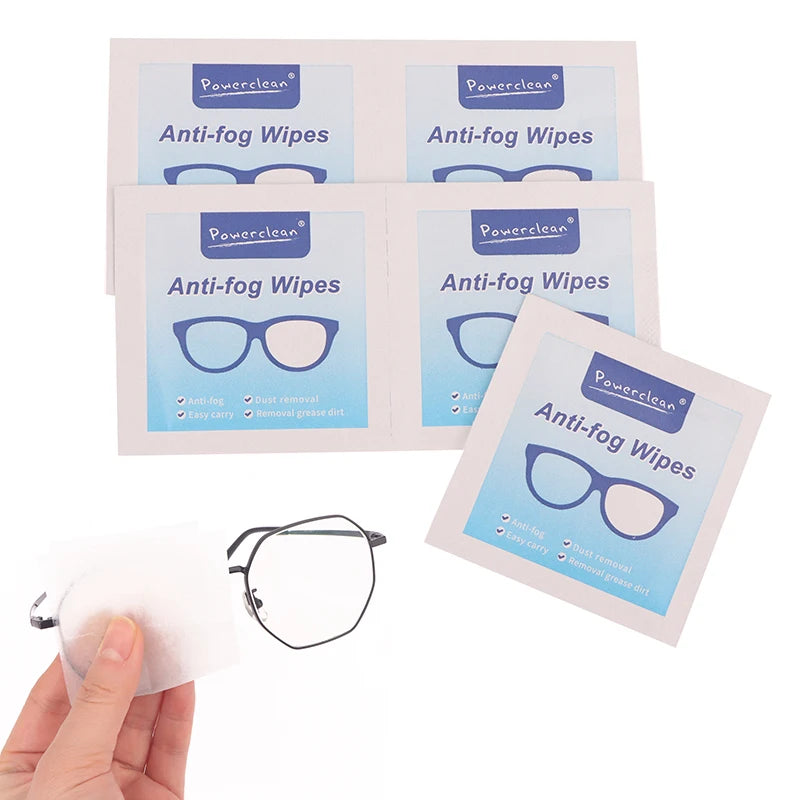 100Pcs/Box Glasses Cleaner Wet Wipe Disposable Anti Fog Misting Dust Remover Cleaning Lens Wipes Sunglasses Phone Screen
