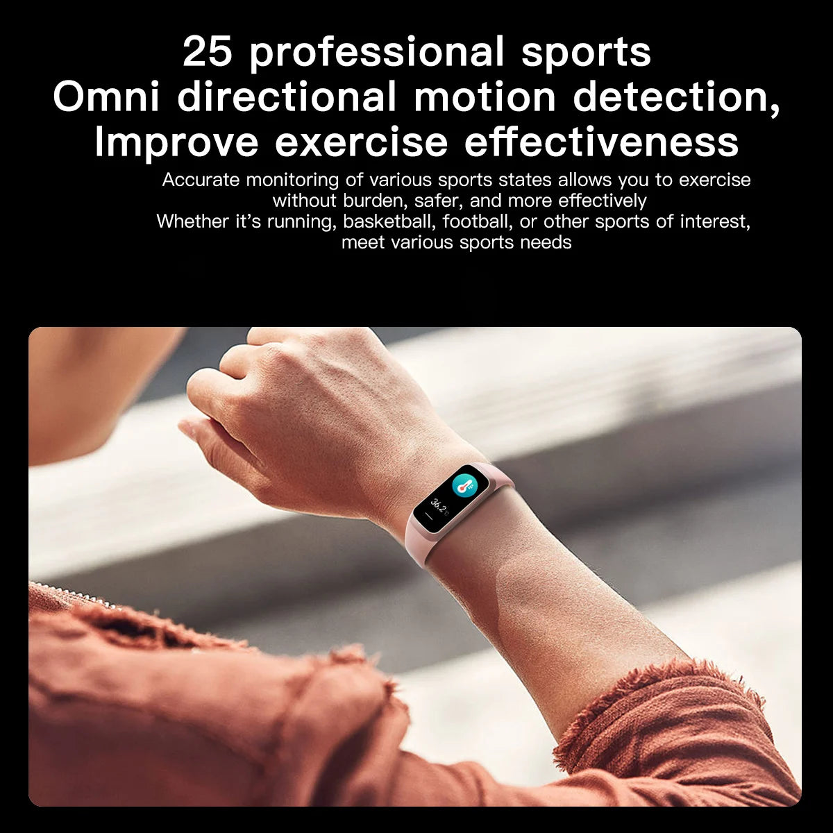 Fitness Tracker Activity For Women/Men, 1.1 "AMOLED Waterproof Sports Watch Health Sleep Monitoring Smart Band, Android/ IPhone