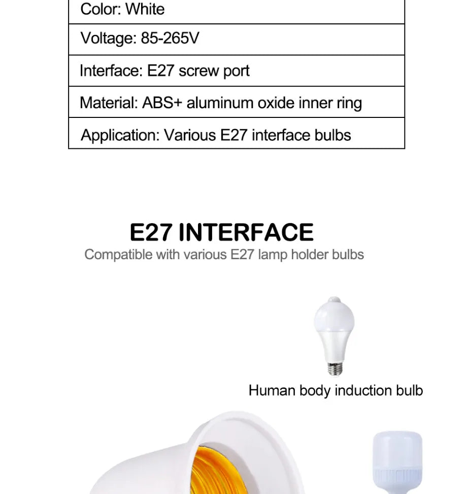 VzzUoo E14 To E27 Adapter Conversion Socket Fireproof Plastic Converter High Quality Material Socket Bulb Adapter Lamp Holder