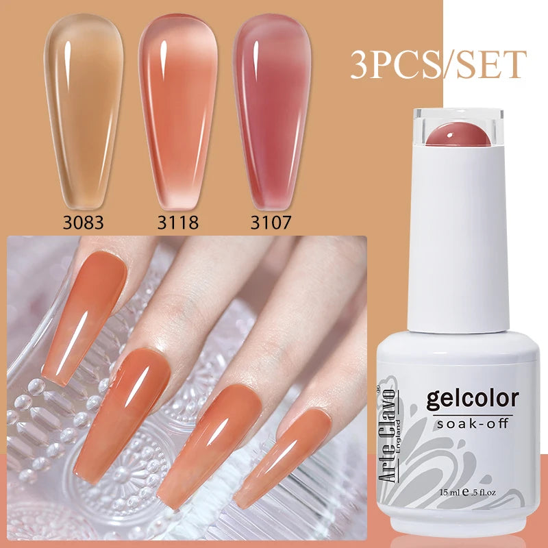 3PCS/Set Arte Clavo Gel Nail Polish Kit 15ml Nail Art UV LED Gel Set For Manicure Long Lasting Gel Polish Set Soak off Varnishes