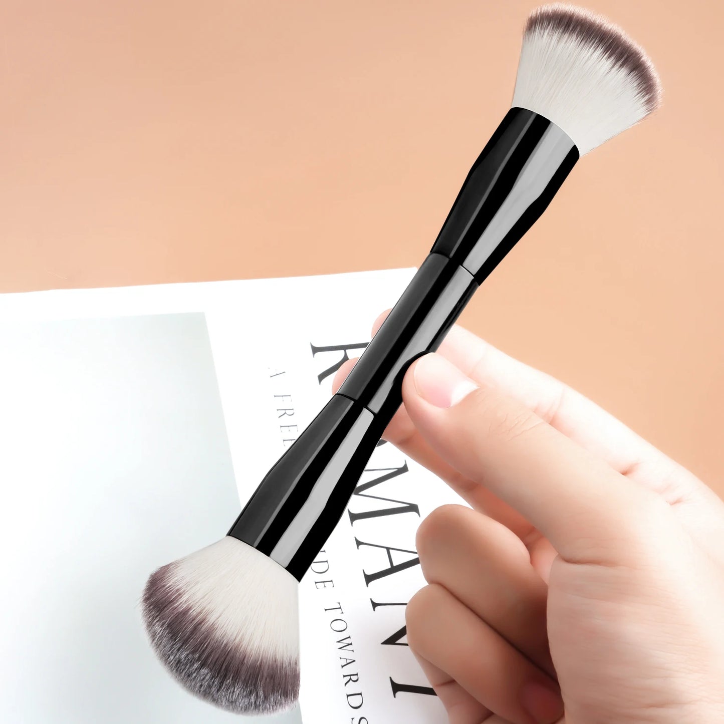 1pc Professional Makeup Brush Includes Dual-Ended Face Brushes Angled Brush Short Handle Foundation Brush