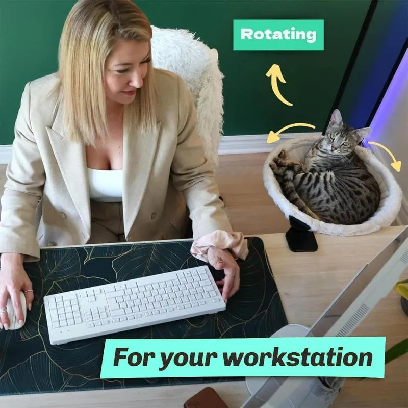 Cats Beds and Furniture Round Cats Litter Nest Desk 360° Rotating Hanging Cat Hammock Solid and Firm Cat Accessories Supplies