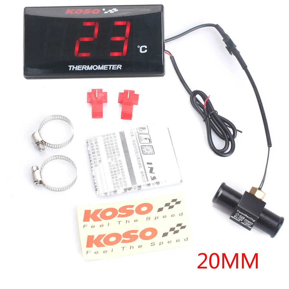 Universal Motorcycle Thermometer Instruments Water Temp Temperature Digital Display Meter Gauge Sensor Adapter For KOSO