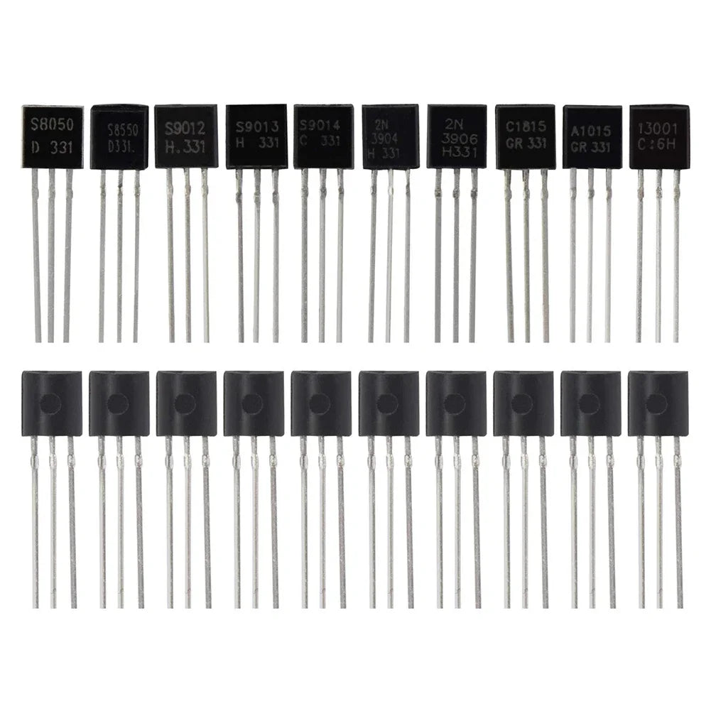 200Pcs Transistor Kit BC327 BC337 2N2222 2N2907 2N3904 2N3906 S8050 S8550 A1015 C1815 PNP/NPN 10 Values TO-92 Transistors Set