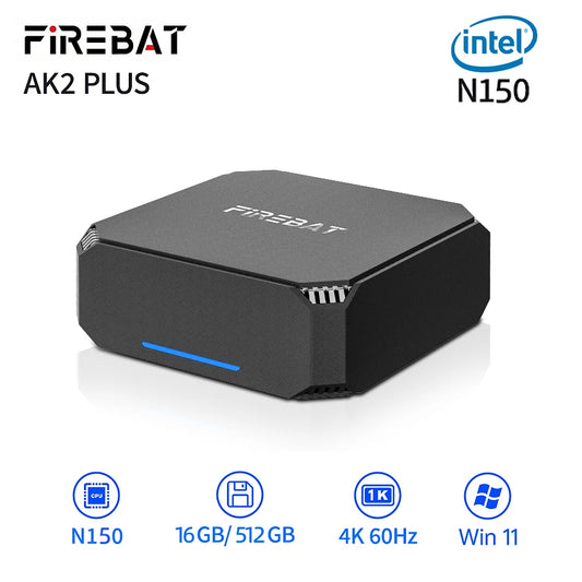 FIREBAT AK2 PLUS MiniPC Intel N150 N100 Dual Band WiFi5 BT4.2 16GB 512GB Desktop Gaming Computer Mini PC Gamer