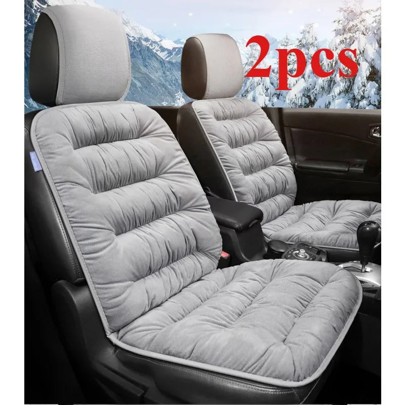 New car seat cushions, autumn and winter universal plush anti-slip seat cushions, 2 pieces of warm front seats