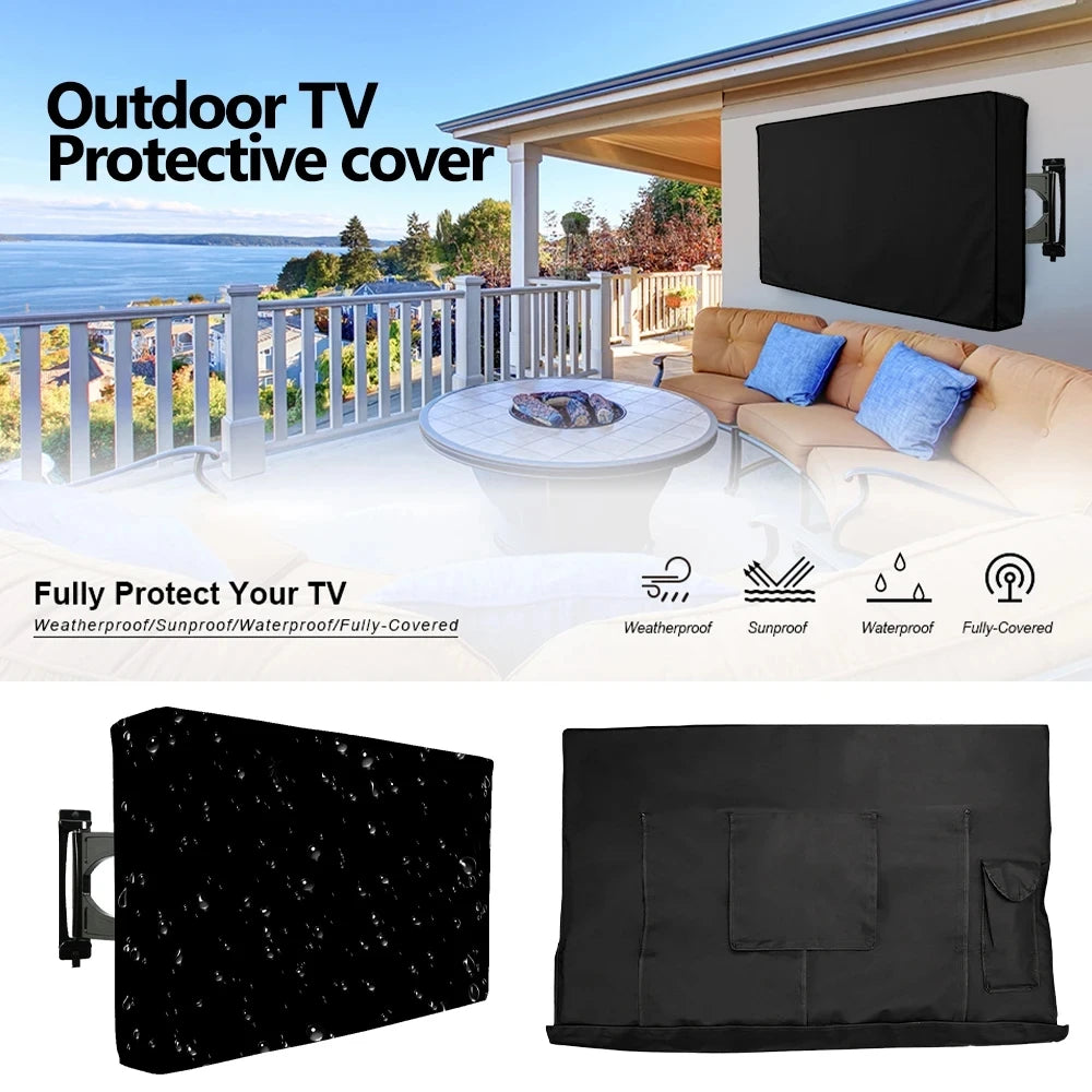 1pc 600D Outdoor TV Cover, TV Protective Cover, Waterproof & Dustproof, To Protect Television, Outdoor Patio Furniture Cover