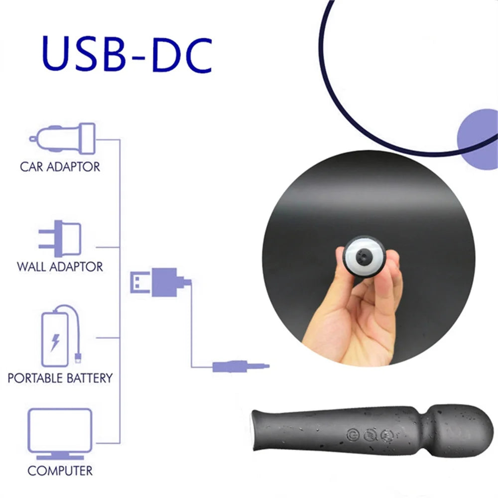 20 Pulsating Patterns and 8 Fierce Speeds Rechargeable Silicone Vibrator Sex Toy Wand Massager Clitoris Stimulator Vibrators