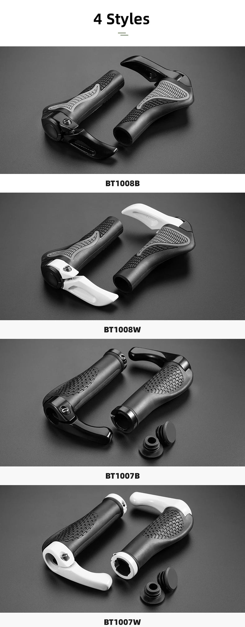 ROCKBROS Bicycle Grips MTB Mountain Bike Handlebar Grips Horns Shofar Vice Handle Bike Grips Shockproof Rubber Cycling Grips