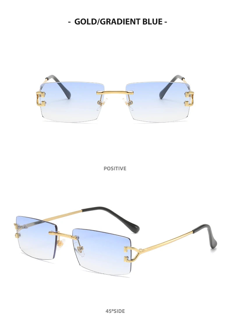 Square rimless sunglasses women Europe and the United States fashion modern glasses with street shot fashionable sunglasses