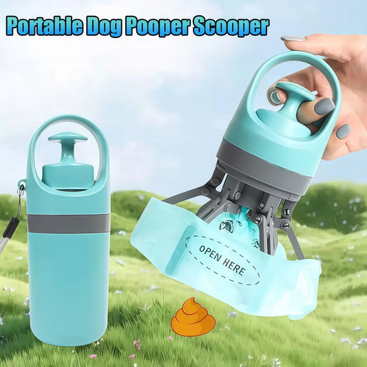 Portable Dog Pooper Scooper Outdoor Pet Waste Pick-up Cleaner Built-in Garbage Bag Handheld Pet Poop Grabber No Touch Design