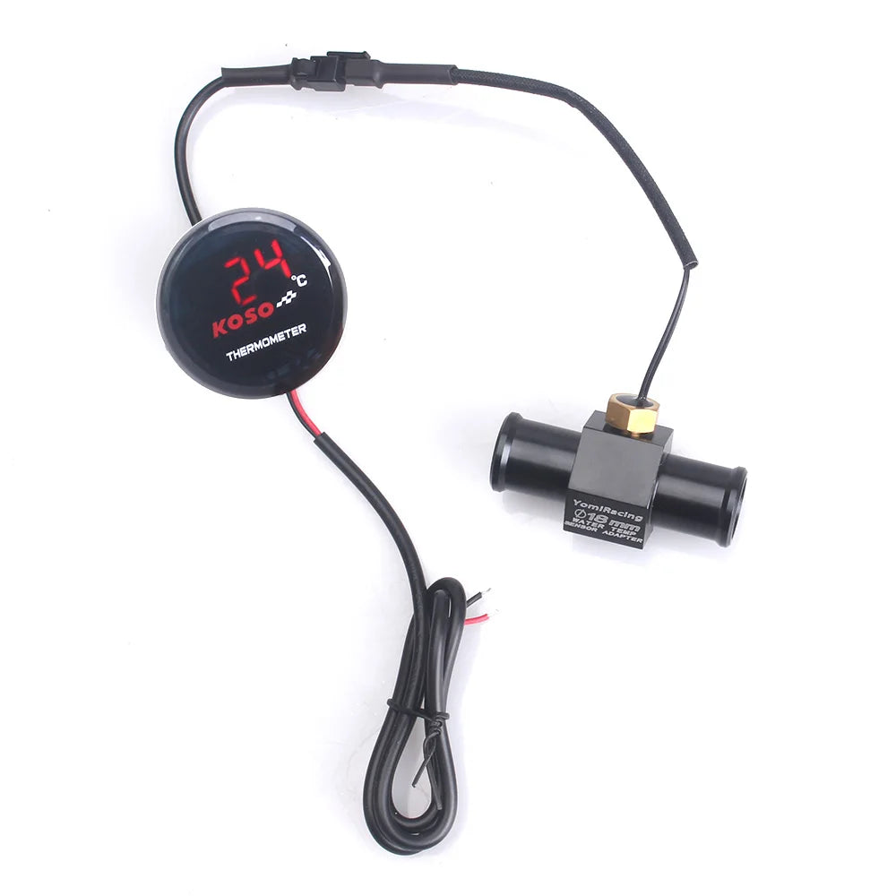 Universal Motorcycle Thermometer Instruments Water Temp Temperature Digital Display Meter Gauge Sensor Adapter For KOSO