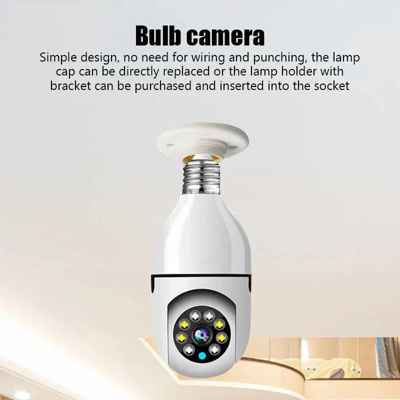 2MP Bulb E27 Wifi Surveillance Camera Full Color Night Vision Automatic Human Tracking Zoom Indoor Security Monitor Wifi Camera