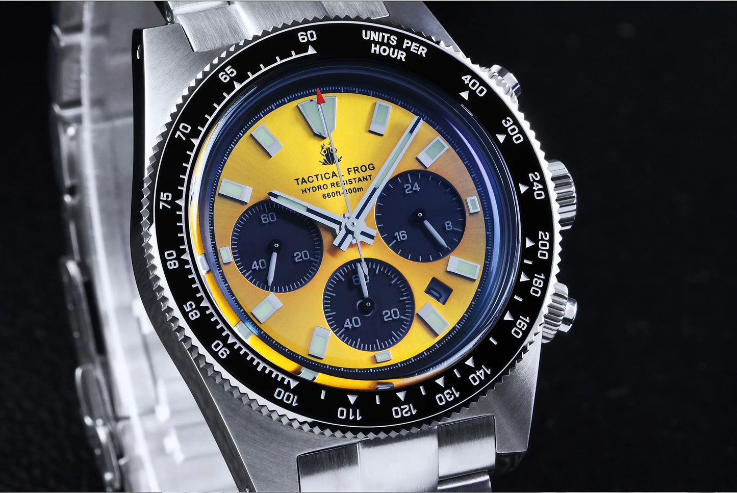 Tactical Frog Chronograph Watch Sapphire Crystal Mirror Ceramic Bezel V2 Solar VS75A Eco-Drive Quartz 20Bar Luminous Mens Watch