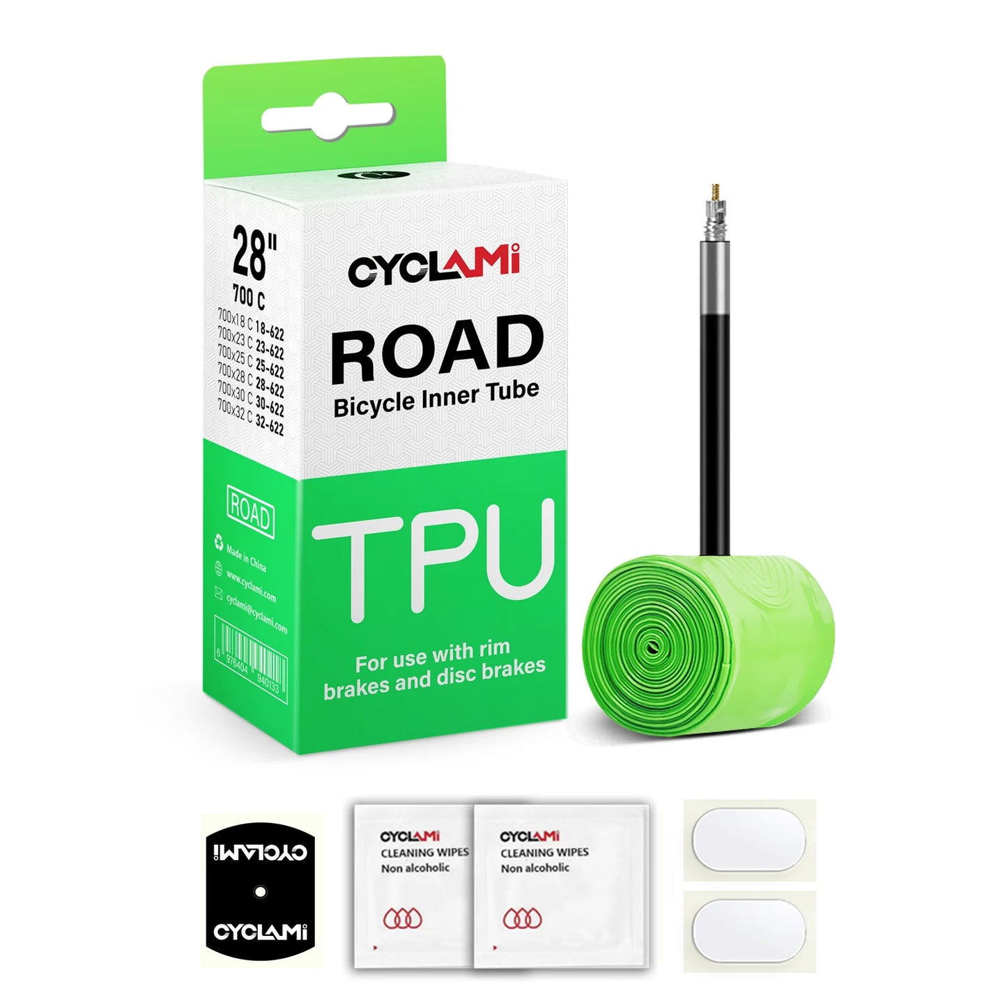 CYCLAMI TPU Material Ultralight Bike Inner Tube 700C 18 32 Road MTB Bicycle Tire 45 65 mm Length French Valve Tyre Repair Tools
