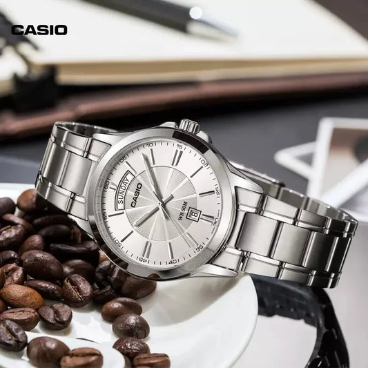 Casio MTP-1381 Waterproof Men Luxury Business Watch Classic Steel Belt Retro Belt Quartz Waterproof Multi-function Date Week