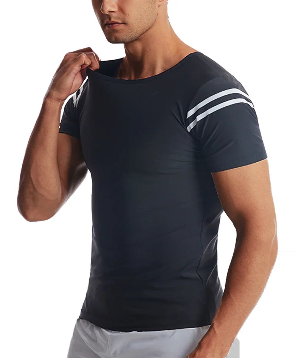 Men Sauna Sweat Shirt Heat Trapping Compression Vest Waist Trainer Gym Workout Shirts Slimming Body Shaper Weight Loss Tank Tops
