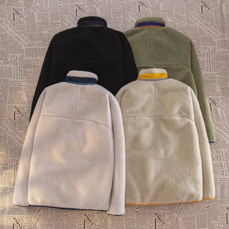 Motorcycle Outdoor Fleece Jacket For Men/Women Double Sided Fleece Thickened Plush Rider Cycling Suit Lamb Wool Windproof Jacket