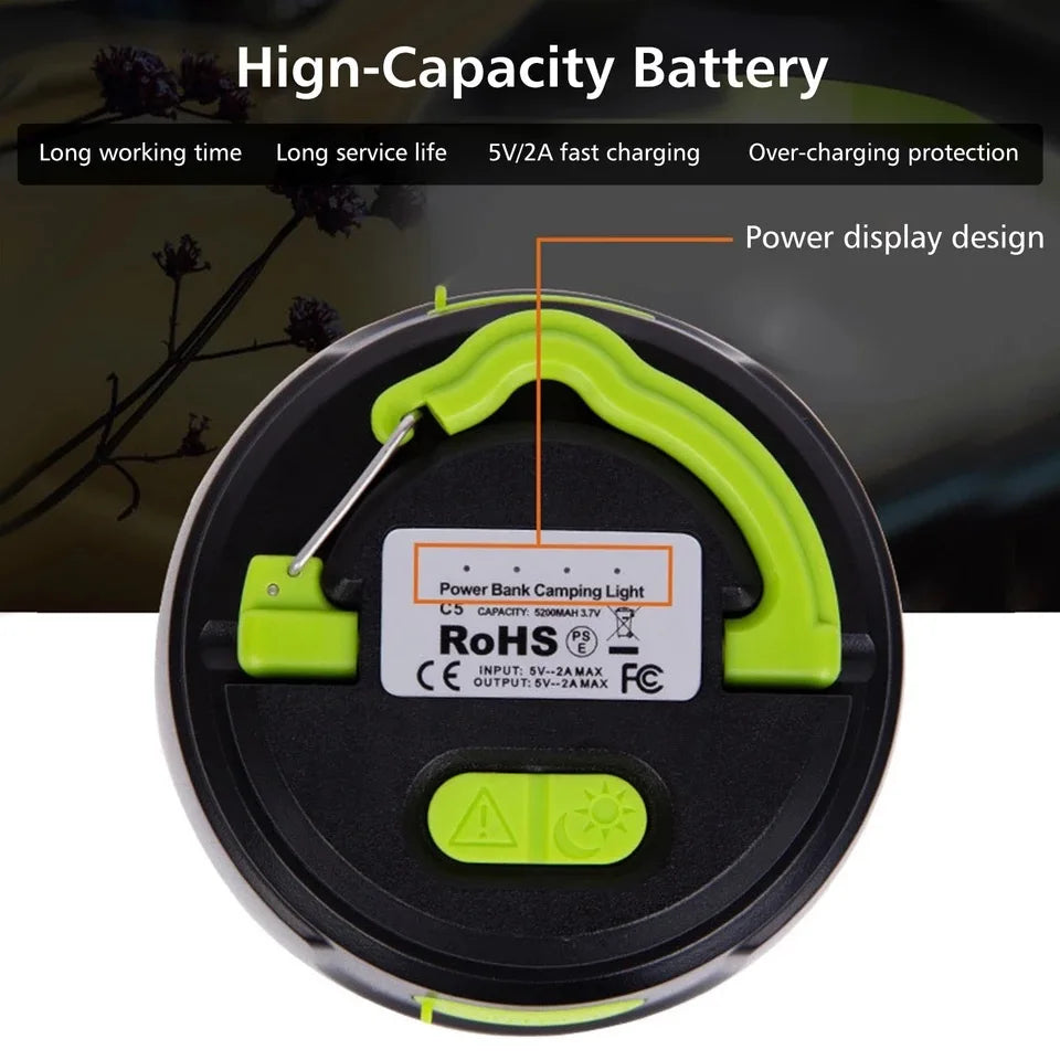 3-in-1 Camping Lantern Power Bank flashlight Spot Light Electric Torch Multifunction Lamp