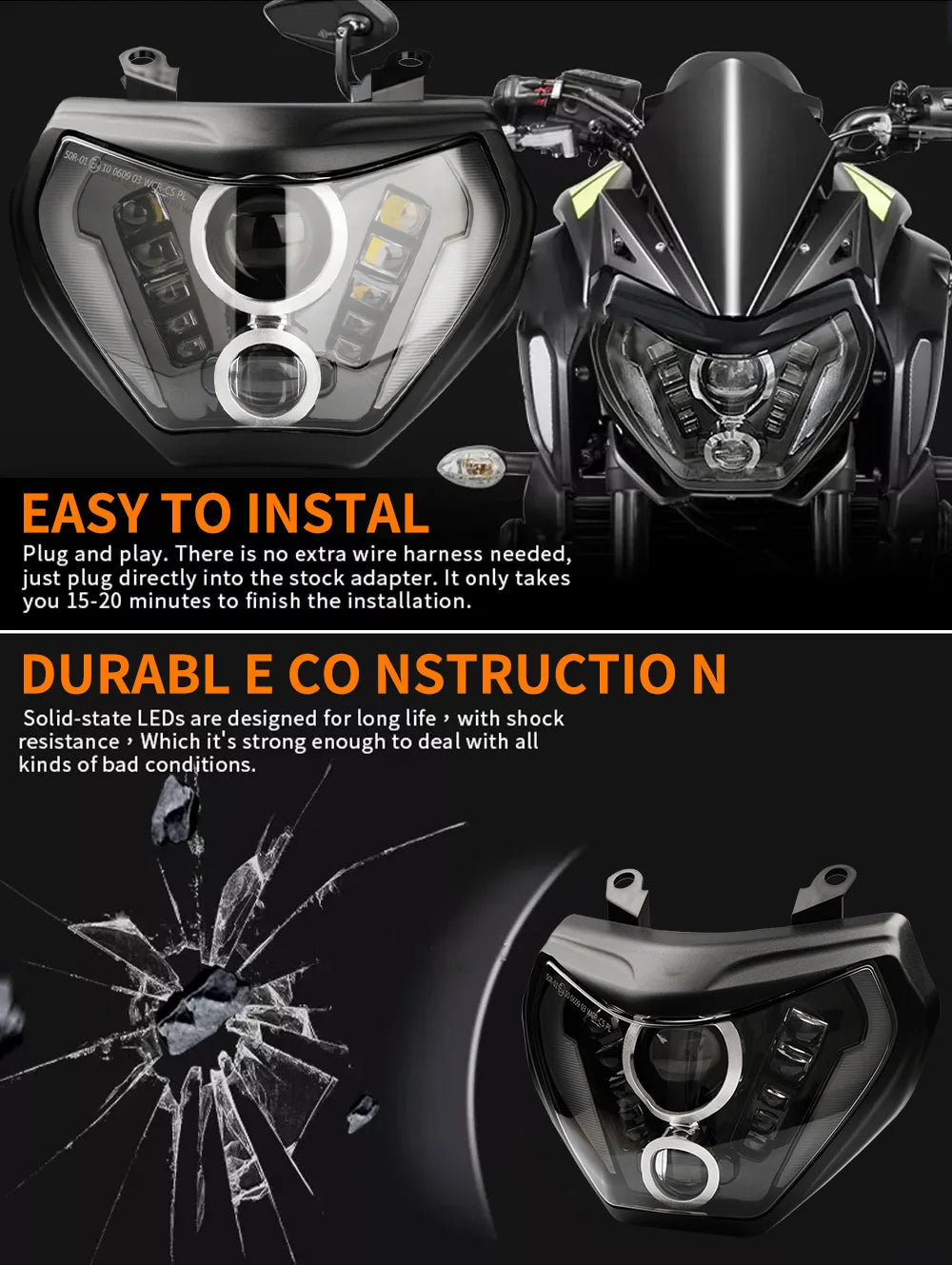 MT07 MT09 Headlight LED Lamp MT07 2018 2019 For YAMAHA H4 Headlight MT09 FZ09 2014 2015 2016 DRL 110W MT-07 MT-09 DRL Light