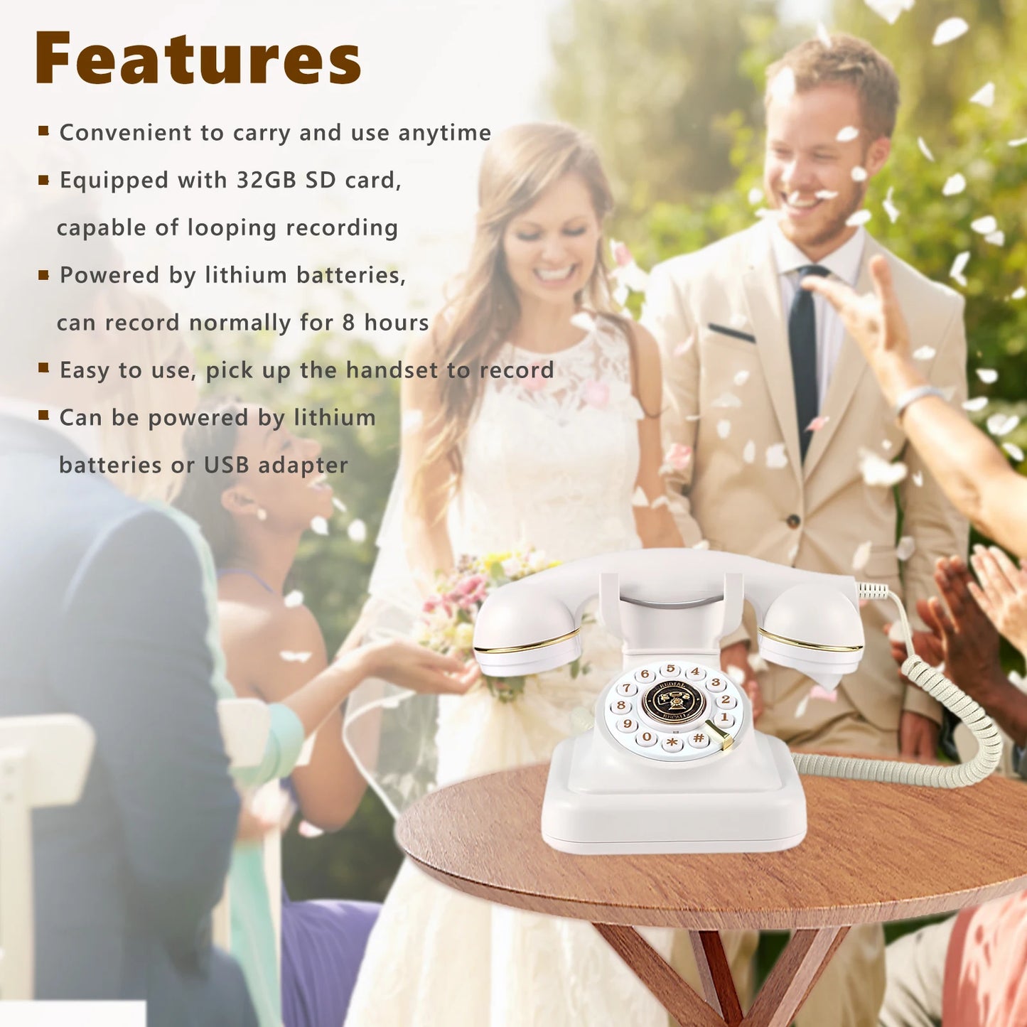 Audio Guest Book Wedding Phone Vintage Style Audio Message Voicemail for Graduation Retirement Party Birthdays Baby Shower