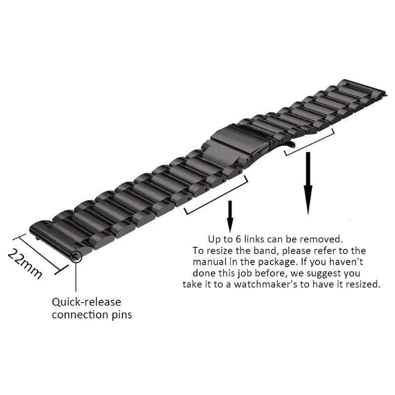 22mm 20mm Metal Band for Samsung Galaxy Watch 7 6 5 4 40mm 44mm 46mm 5Pro 45mm Stainless Steel Strap for Amazfit Bip Huawei GT4.