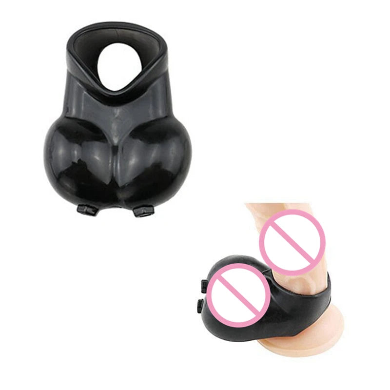 TPE Squeeze Ball Testicle Sack Enhancer Cock Sleeve Penis Ring Scrotum Pouch Erection Delay Ejaculation Adult Sex Toys for Men