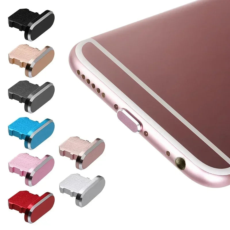 1pc Colorful Metal Anti Dust Charger Dock Plug Stopper Cap Cover Charging Port  for iPhone 14 13 12  11/Xs/R/8/7 SE Metal Plug