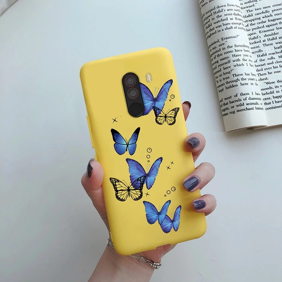 For xiaomi Pocophone F1 Case for xiaomi Poco F1 Case Silicone Soft TPU Phone Cases for PocoF1 Back Cover Heart Butterfly Bumper